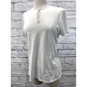Theory Keyhole Tiny T Apex Tee Womens Size M White Excellent Pima Cotton Shirt‎